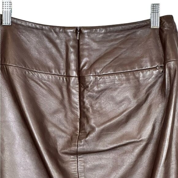 French Connection Vintage Brown Leather Pencil Skirt | Size 6 - Picture 5 of 7